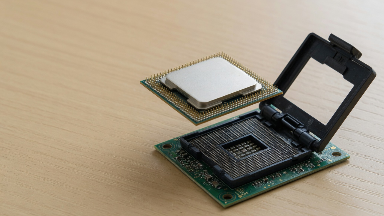 메인보드 소켓 위의 CPU