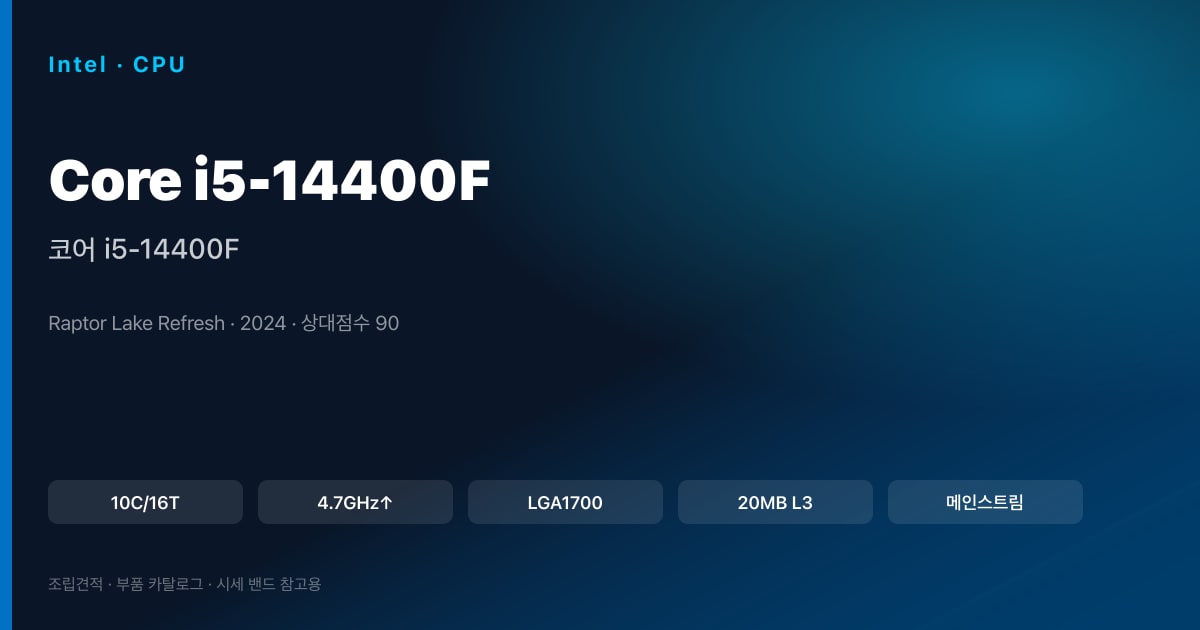 코어 i5-14400F 스펙 카드