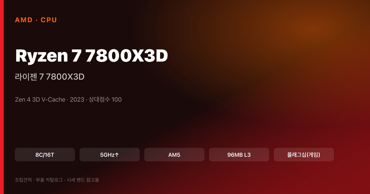 라이젠 7 7800X3D 스펙 카드