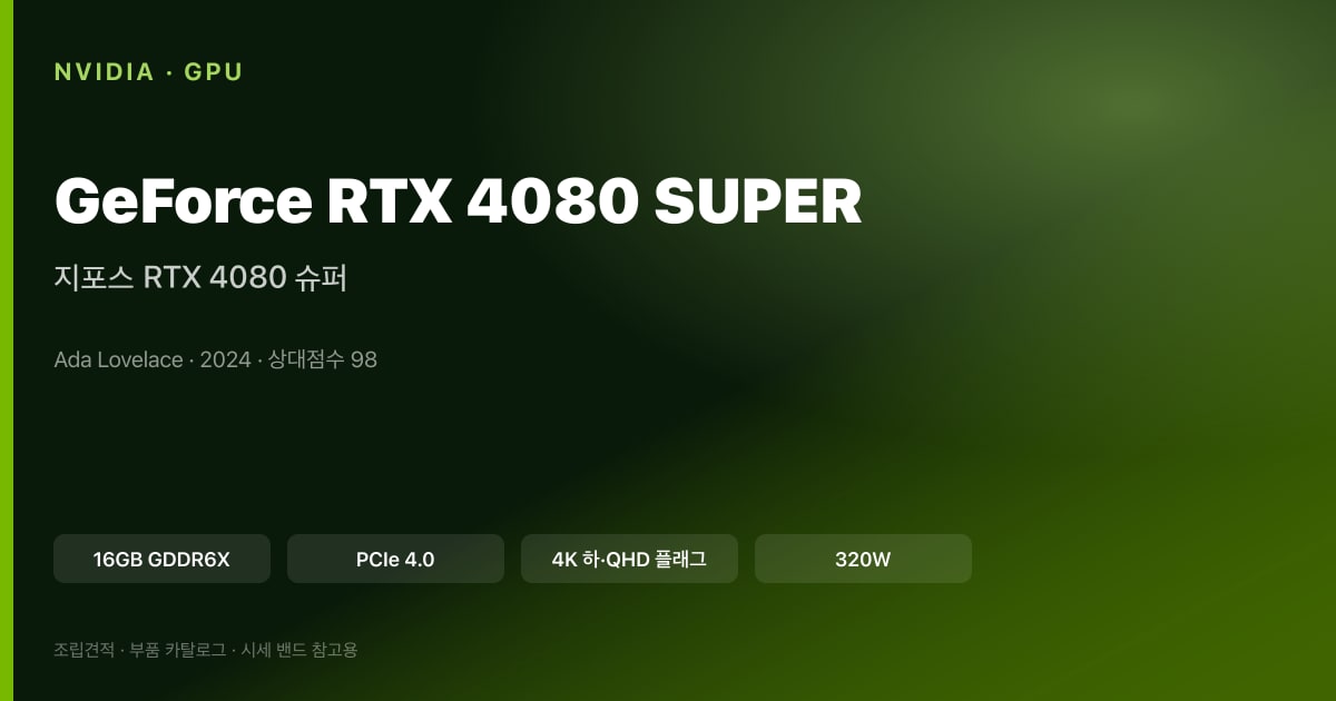 지포스 RTX 4080 슈퍼 스펙 카드