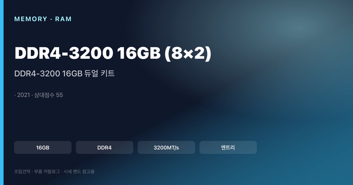 DDR4-3200 16GB 듀얼 키트 스펙 카드