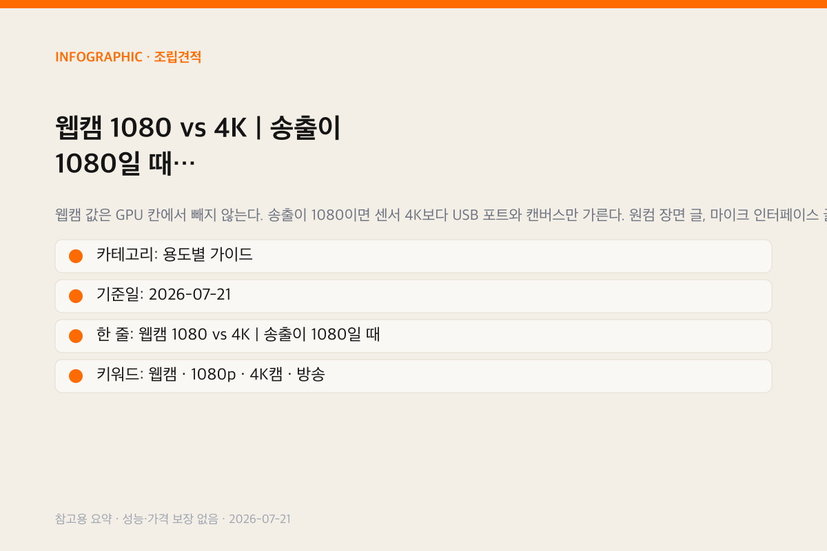 웹캠 1080 vs 4K | 송출이 1080일 때 인포그래픽