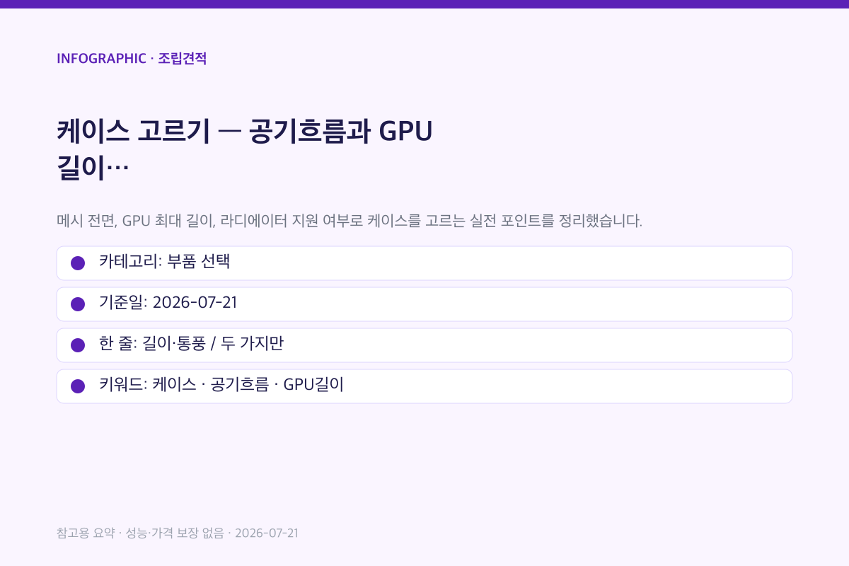 케이스 고르기 | 공기흐름과 GPU 길이 인포그래픽