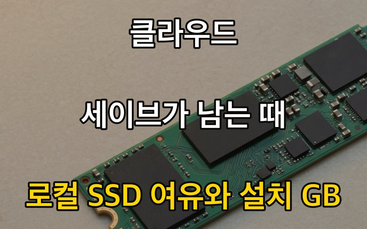 클라우드 세이브가 남는 때 | 로컬 SSD 여유와 설치 GB