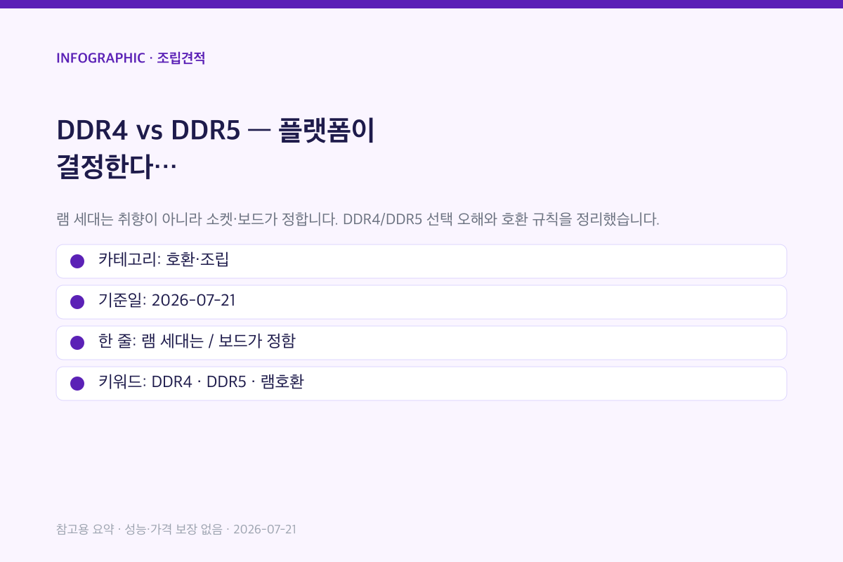 DDR4 vs DDR5 | 플랫폼이 결정한다 인포그래픽
