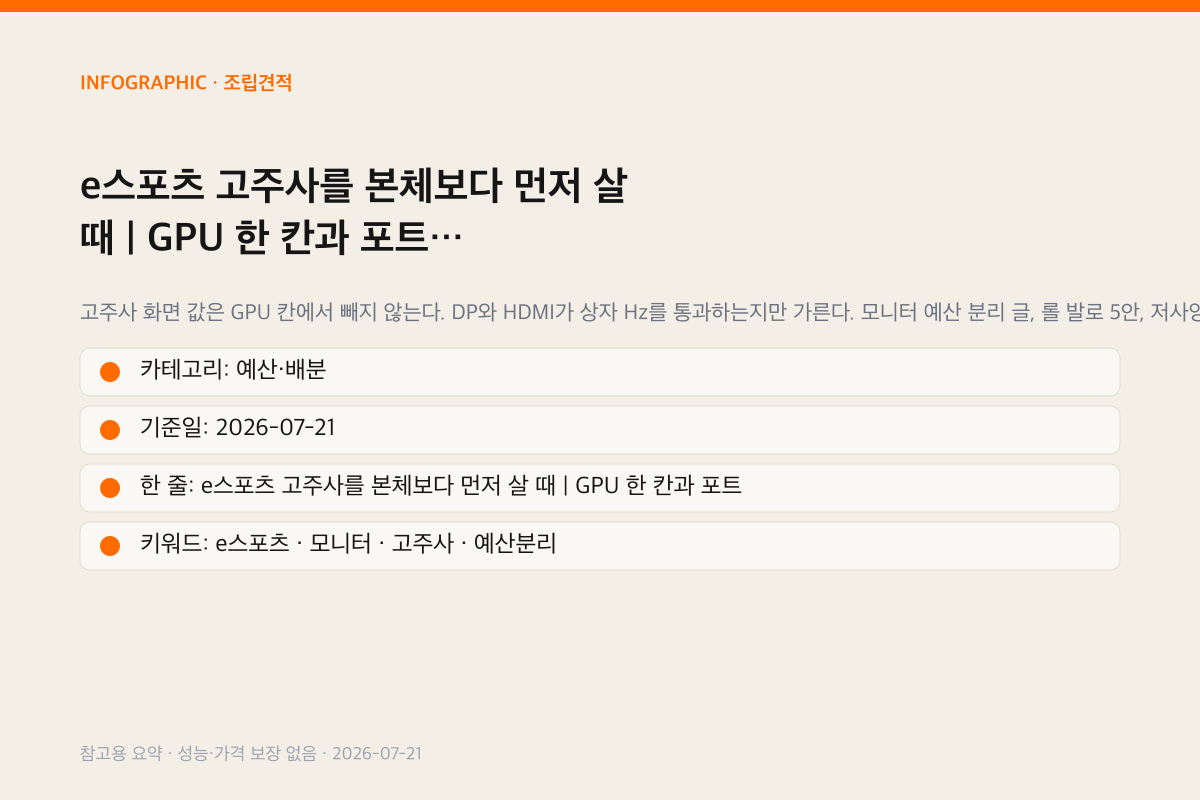 e스포츠 고주사를 본체보다 먼저 살 때 | GPU 한 칸과 포트 인포그래픽