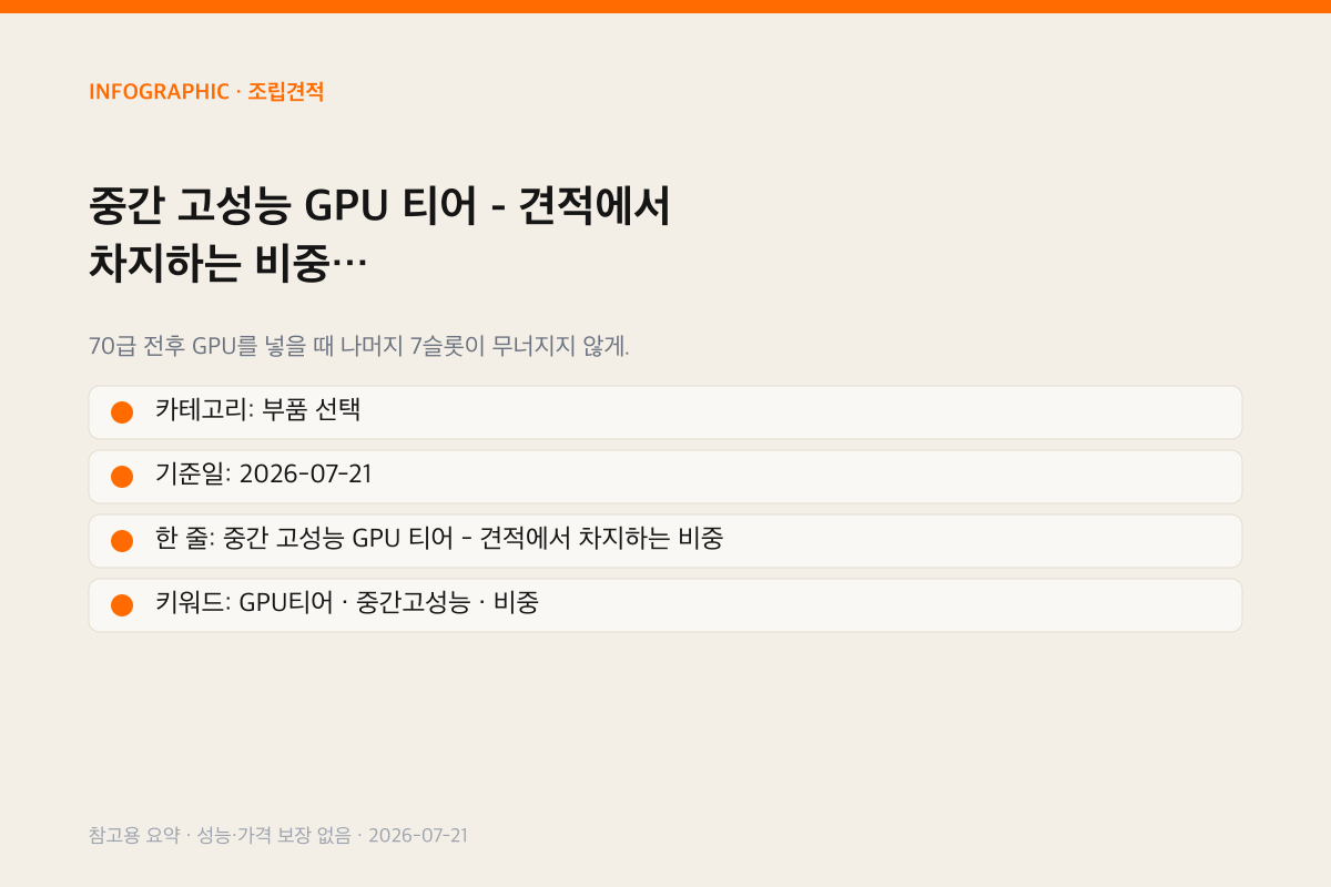 중간 고성능 GPU 티어 - 견적에서 차지하는 비중 인포그래픽