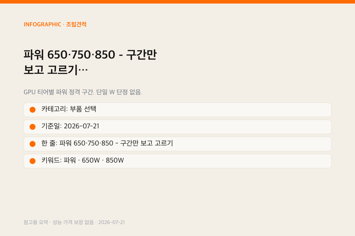파워 650·750·850 - 구간만 보고 고르기 인포그래픽