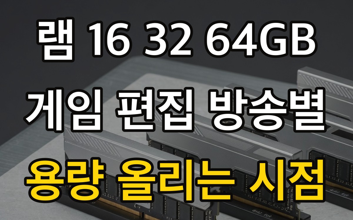 램 16 32 64GB - 게임 편집 방송별 용량 올리는 시점