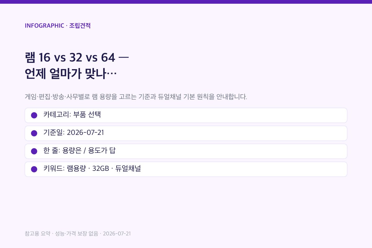램 16 vs 32 vs 64 | 언제 얼마가 맞나 인포그래픽