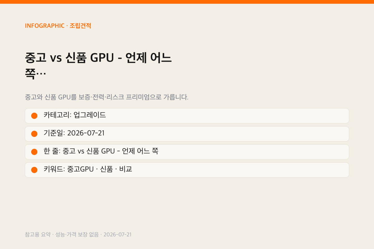 중고 vs 신품 GPU - 언제 어느 쪽 인포그래픽